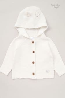 Rock-a-bye Baby Boutique Strickjacke aus Baumwolle mit Kapuze mit Bärenohren, Weiß (B60619) | 28 €