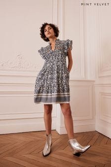 Mint Velvet Blue Print Mini Dress (B60645) | €150