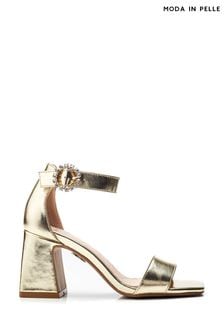 Moda in Pelle Scilla Square Toe Two Part Glitz Buckle Block Sandals (B60709) | $153