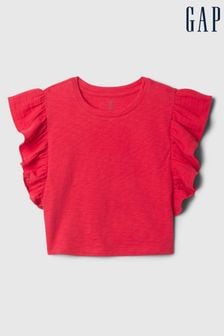 Gap Red Crinkle Cotton Print Ruffle Sleeve Baby Top (12mths-5yrs) (B60780) | €16