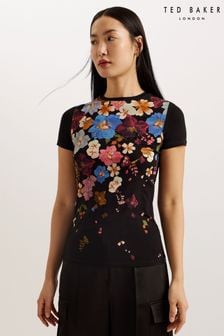 Ted Baker Black Printed Bealaa Fitted T-Shirt (B60810) | KRW96,100