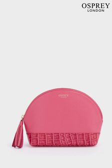 OSPREY LONDON Pink The Kellie Leather Make-Up Bag