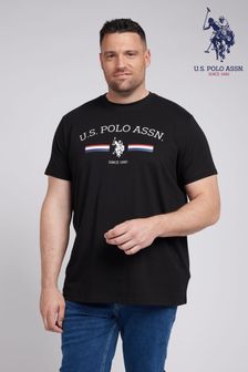 U.S. Polo Assn. Mens Big And Tall Stripe Rider Black T-Shirt