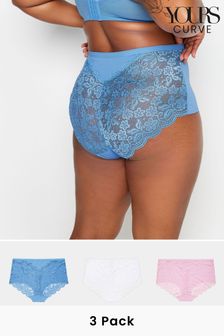 Yours Curve Lace Back Full Briefs 3 Pack