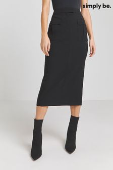 Simply Be Black Bi-Stretch Utility Maxi Skirt (B61035) | CA$80