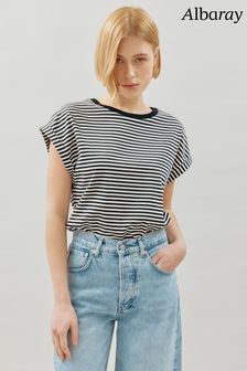 Albaray Stripe Roll Sleeve Black T-Shirt (B61114) | €48