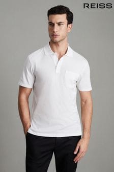Reiss White Austin Mercerised Cotton Polo Shirt (B61125) | SGD 187