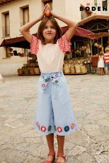 Boden Blue Sunflower Printed Wide Leg Trousers (B61190) | €40 - €47