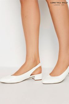 Long Tall Sally White Slingbacks Point Mid Block Shoes (B61220) | ₪ 196