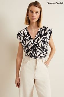 Phase Eight Black Notch Printed Celyn Blouse (B61294) | $152