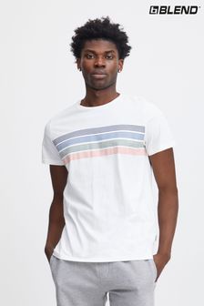 Biały - Blend Striped Short Sleeve T-shirt (B61396) | 95 zł