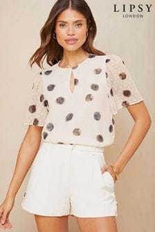 Білий - Lipsy Шифонова блузка з розвівається рукавом (B61441) | 1 346 ₴