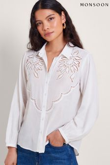 Monsoon Off White Cutwork Flora Shirt (B61502) | $179