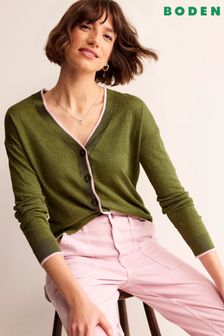 Boden Green Maggie V-Neck Linen Cardigan (B61685) | AED471