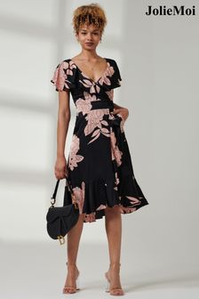 Jolie Moi Pink Deep Plunge V-Neck Midi Dress (B61844) | €95