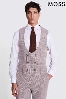MOSS Slim Fit Brown/White Copper Houndstooth Waistcoat (B61917) | €119