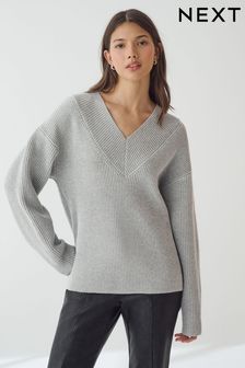 Silver Oversized V Neck Jumpers Next Luxembourg