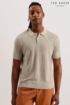 Nude - Ted Baker Ventar Regular Short Sleeve Diagonal Diamond Polo Shirt (B62002) | 507 LEI