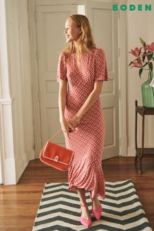 Boden Pink Felicity Jersey Midi Tea Dress (B62240) | OMR44