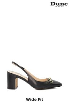 Dune London Black Wide Fit Detailed Block Heel Snaffle Slingback Sandals (B62412) | $143