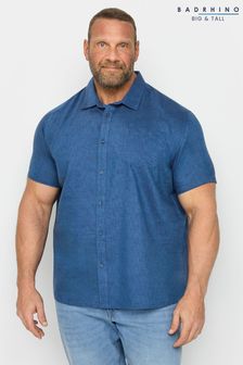 Blue - Badrhino Big & Tall Blue Marl Short Sleeve Shirt (B62441) | kr550