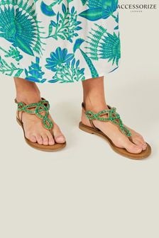 Accessorize Green Beaded Cut-Out Sandals (B62470) | $87
