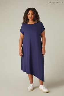 Live Unlimited Navy Jersey Asymmetric Dress (B62739) | $94