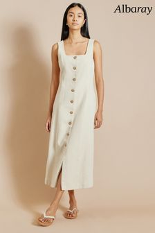 Albaray Natural Linen Twill Button Through Dress (B62767) | kr1 630