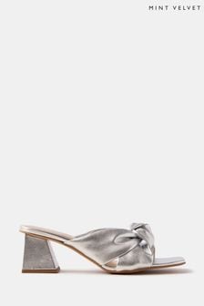 Mint Velvet Silver Twisted Leather Sandals (B62771) | $281
