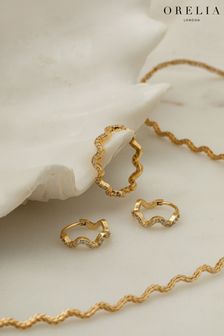 Orelia London 18k Gold Plating Pave Wave Huggie Hoops Earrings (B62819) | kr325