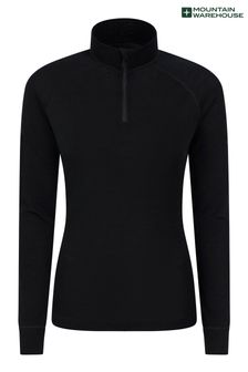 Črna - Mountain Warehouse ženska termo majica iz merino volne z zadrgo na ovratniku (B62878) | €55