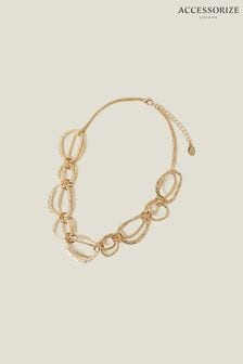 Accessorize Gold Tone Textured Metal Circle Necklace (B62952) | 102 SAR