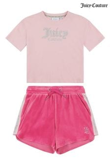 Juicy Couture Girls Pink Diamante T-Shirt & Shorts Set (B62970) | HK$668 - HK$802