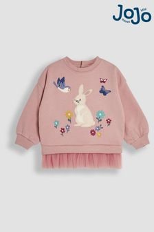 JoJo Maman Bébé Pink Bunny Appliqué Tulle Frill Sweatshirt (B63048) | $43