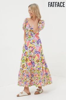 FatFace Natural Rio Art Floral Midi Dress (B63077) | $129