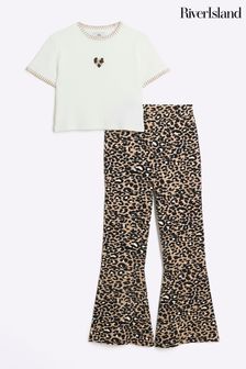 River Island Girls  Leopard T-Shirt and Kickflare Set