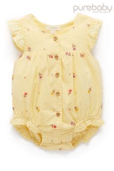 Purebaby Yellow Embroidered Romper