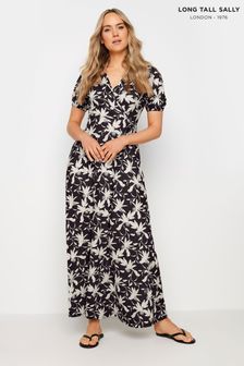 Long Tall Sally Black Floral Wrap Maxi Dress (B63222) | OMR20