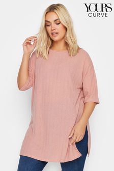 Yours Curve Pink Textured Oversized Top (B63265) | AED122