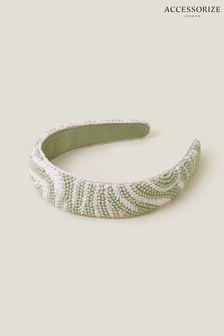 Accessorize Green Zebra Beaded Headband