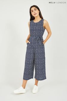 Mela Blue Ditsy Daisy Sleeveless Culotte Jumpsuit (B63410) | $75