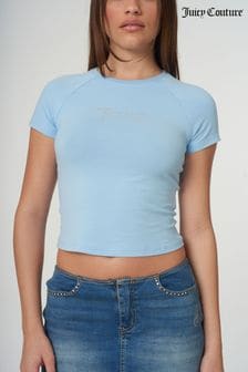Juicy Couture Blue Shrunken Diamante T-shirt (B63434) | CHF 57