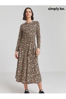 Simply Be Animal Print Supersoft Tie Front Midi Dress (B63526) | €36