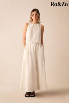 Ro&Zo Cream Broderie Maxi Skirt (B63542) | AED549