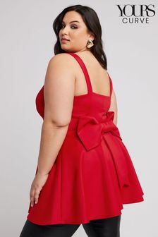 Yours Curve Red Bow Back Peplum Top (B63712) | €52