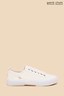 White Stuff White Canvas Pippa Lace-Up Trainers (B63728) | $69