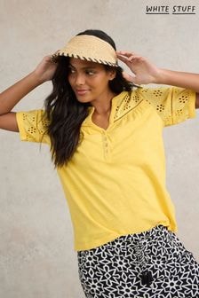 White Stuff Yellow 100% Cotton Bella Broderie Mix Top (B63806) | $67