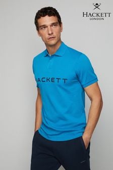 Синяя мужская рубашка поло с короткими рукавами Hackett London (B63830) | €110