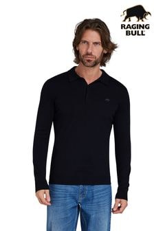 Raging Bull 100% Cotton Classic Knitted Polo Black Jumper (B63935) | $118 - $135