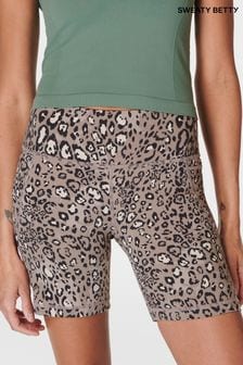 Brown Luxe Leopard Print - Sweaty Betty Power 6" Biker Shorts (B63943) | ￥10,570